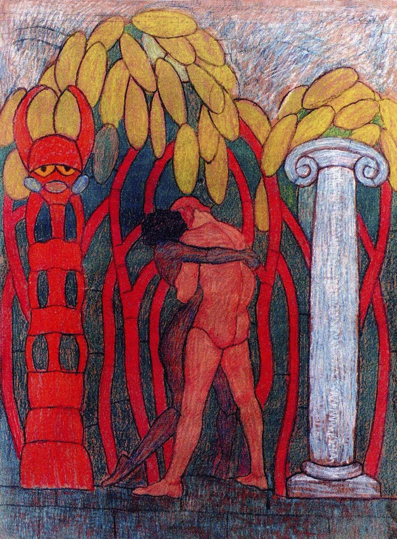 Мар'ян Ольшевський. Проект вітражу «Світанок нових часів», 1910-і; папір, крейда; ЛНГМ