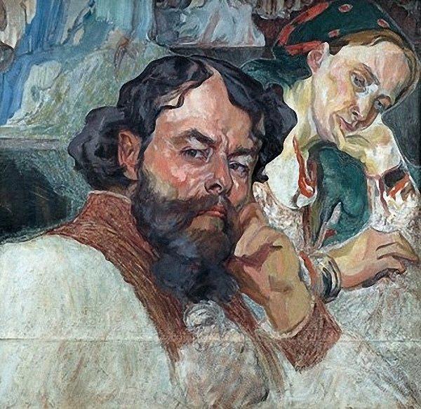 Олекса Новаківський. Автопортрет з дружиною