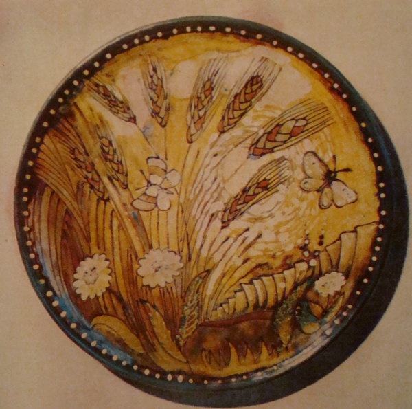 Григорій Кічула.  Декоративна тарілка «Колоски», 1980. Кам'яна маса, солі, емалі