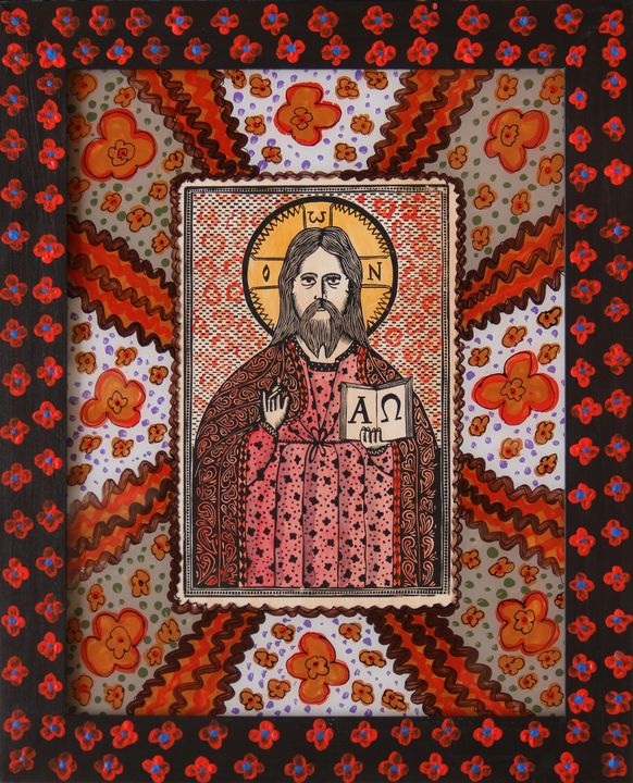 Олександр Бриндіков. Ісус (папір, ілюмінований дереворит, живопис на шклі)