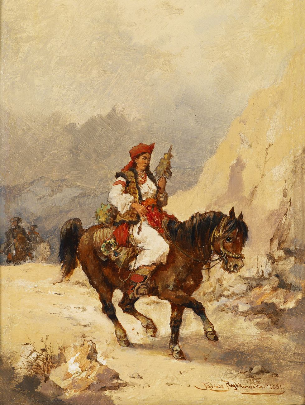 Тадеуш Рибковський. Гуцулка на коні, 1881