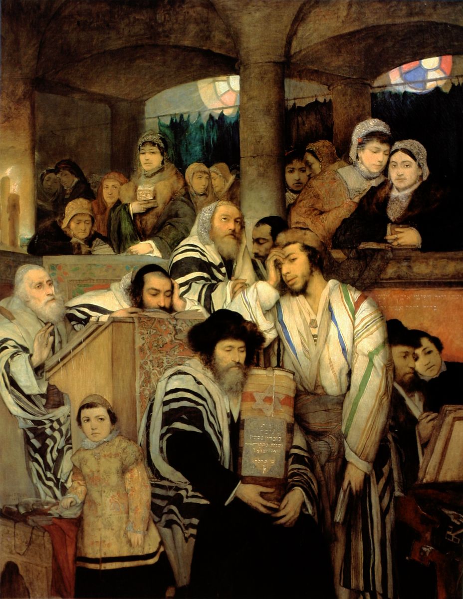 Маурицій Ґотліб. Євреї, що моляться в синагозі Дрогобича, 1878