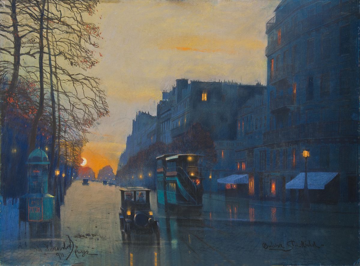 Одо Добровольський. Париж Бульвар Сент Мишель, 1911