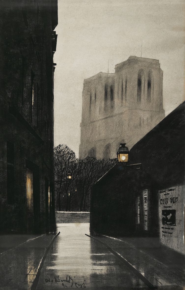 Одо Добровольський. Париж Нотр Дам в ночі. 1911