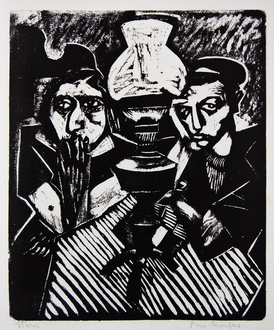 Йонаш Штерн. Під лампою, 1935, дереворит 