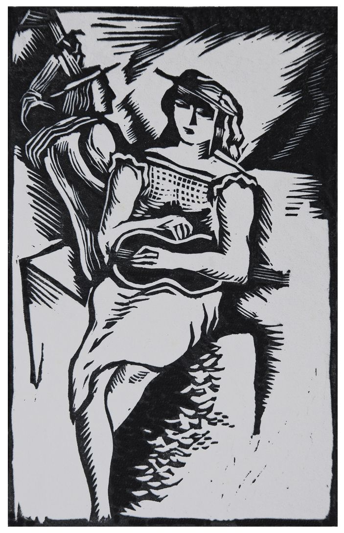 Людвік Тирович. Жінка з гітарою, 1931, дереворит