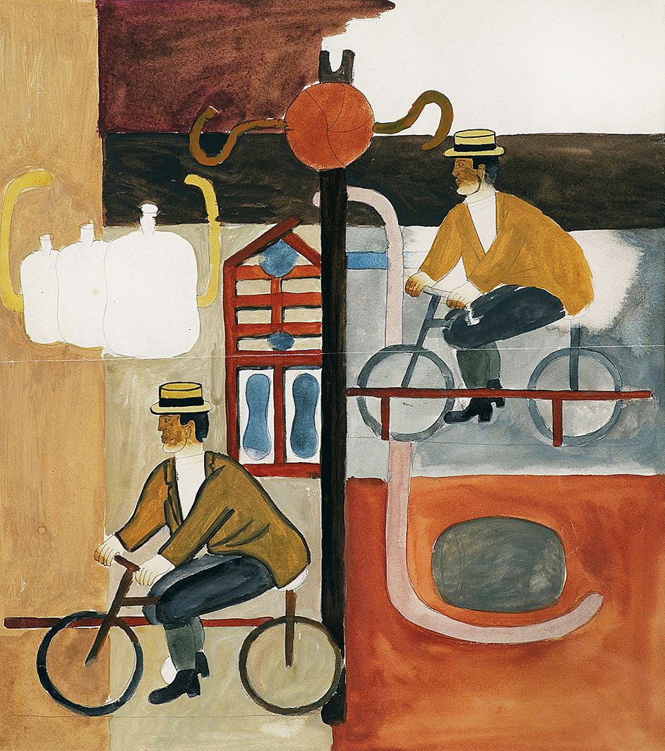 Генріх Штренг (Марк Влодарський). Велосипедисти, 1928. Папір, гуаш