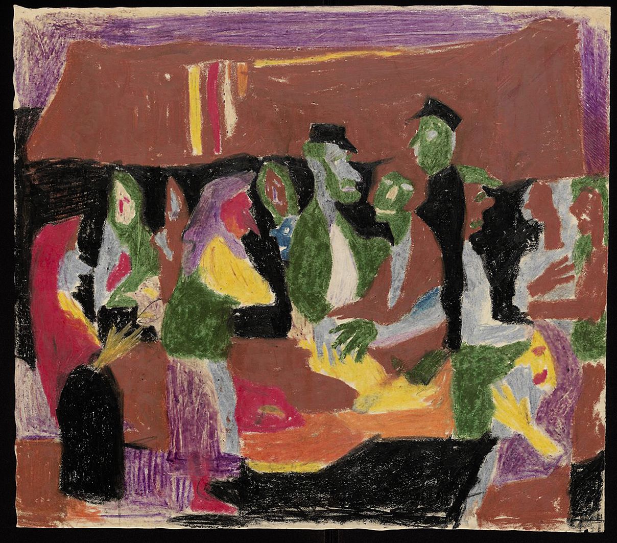 Станіслав Осостович. Ринок в Казимежі, 1939; папір, кольорові олівці; NMW