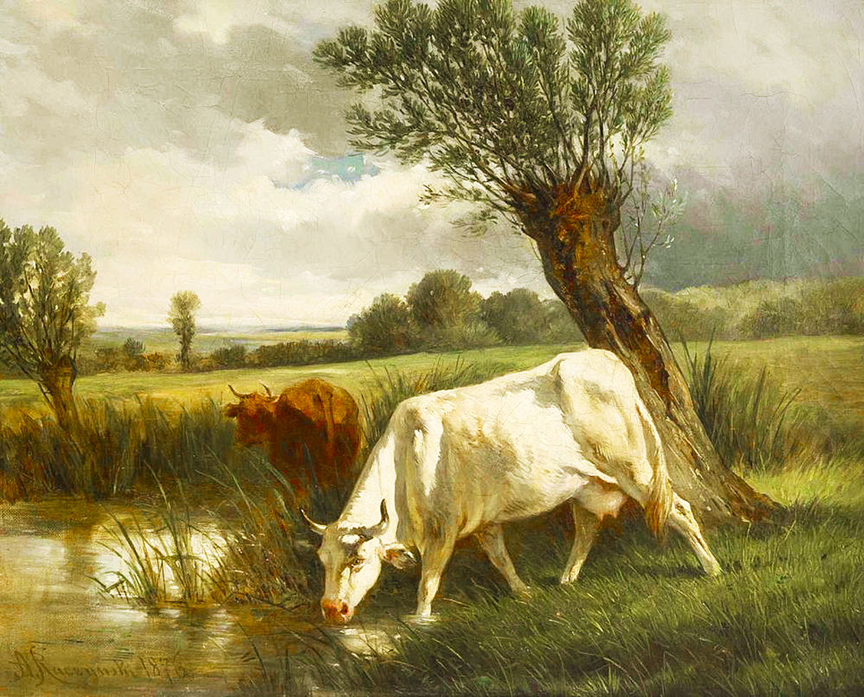 Александер Рачинський. Пейзаж з коровами, 1876; олія, полотно