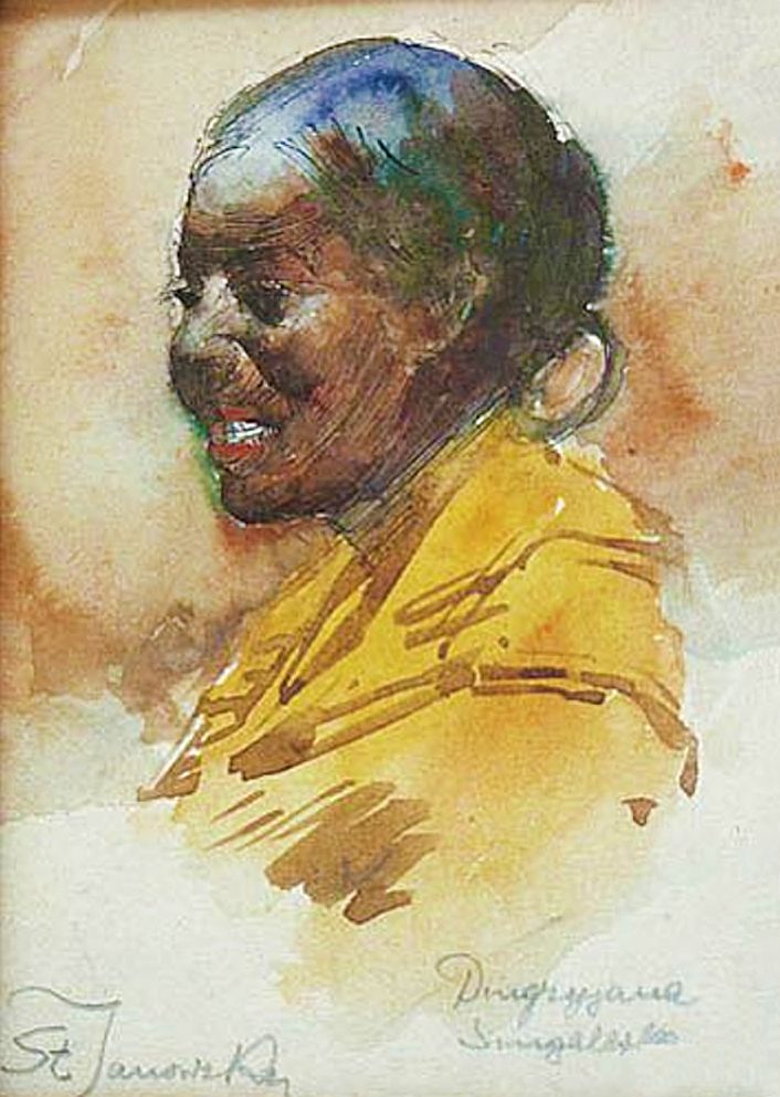 Станіслав Яновський. Дівчина з Сенегалу, 1890-ті; папір, акварель, гуаш