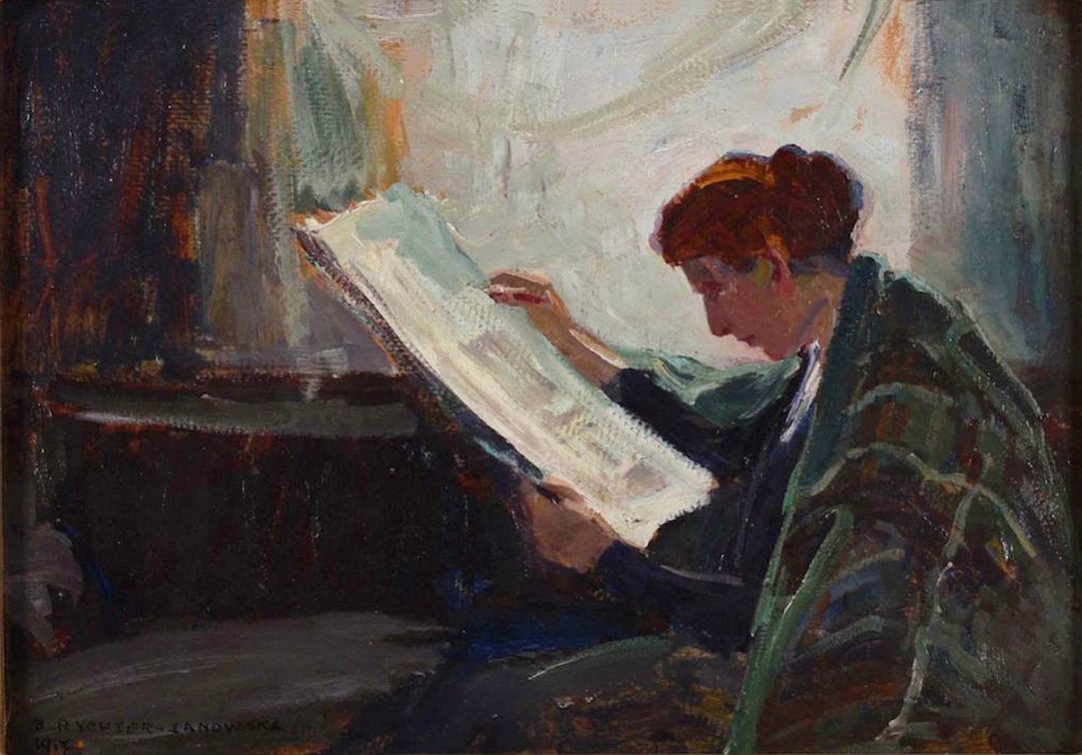 Броніслава Яновська. На курорті, 1917; картон, олія
