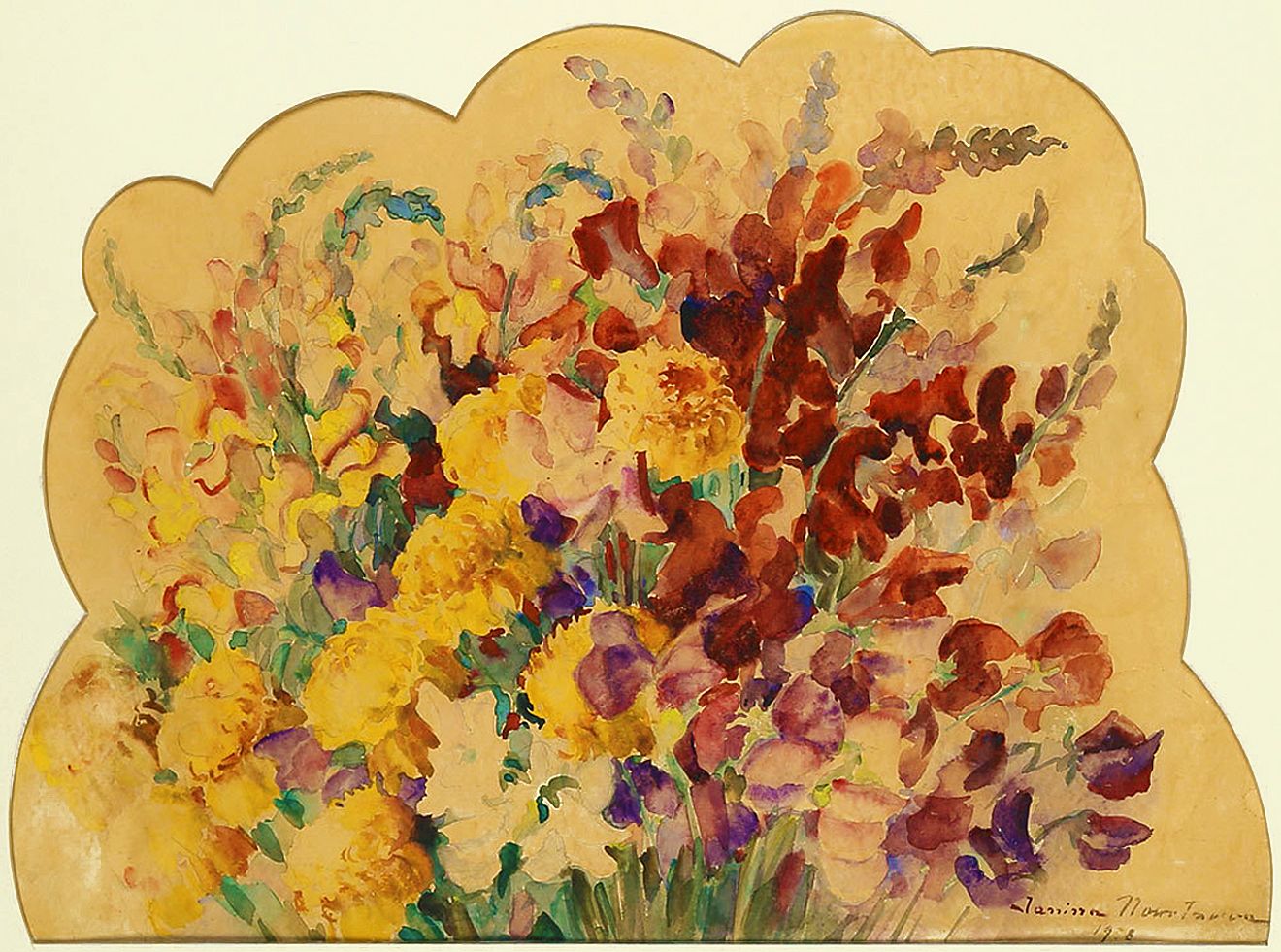 Яніна Новотнова. Букет квітів, 1938; папір, акварель