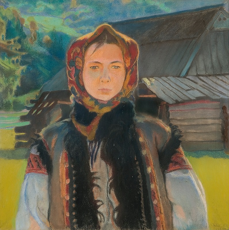 Владислав Яроцький. Дівчина з карпатських гір, 1910; пастель, папір; 69 x 69.5
