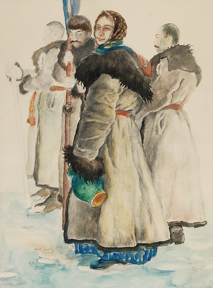 Владислав Яроцький. Гуцули, 1921; акварель, папір; 70 x 52,5