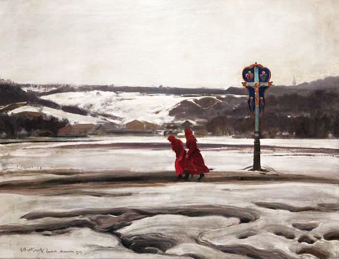 Роман Братковський. Зимовий символічний пейзаж, Львів, 1909; олія, полотно