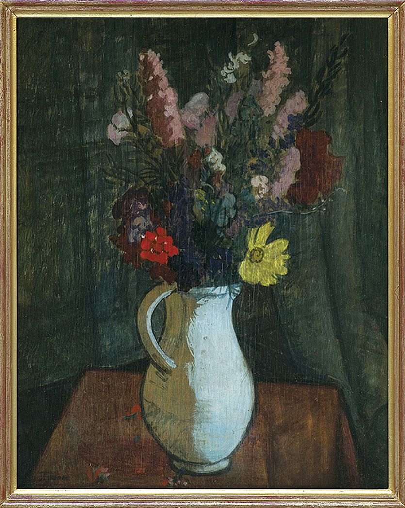 Тимон Нешеловський. Квіти в глечику, 1912; фанера, олія