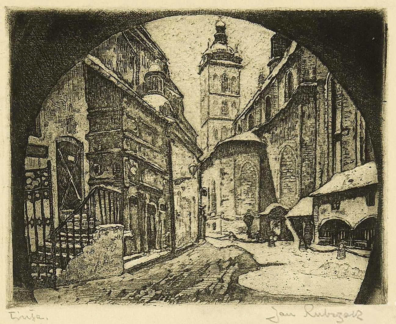 Ян Рубчак. Краків площа св. Марії, 1908; акватинта