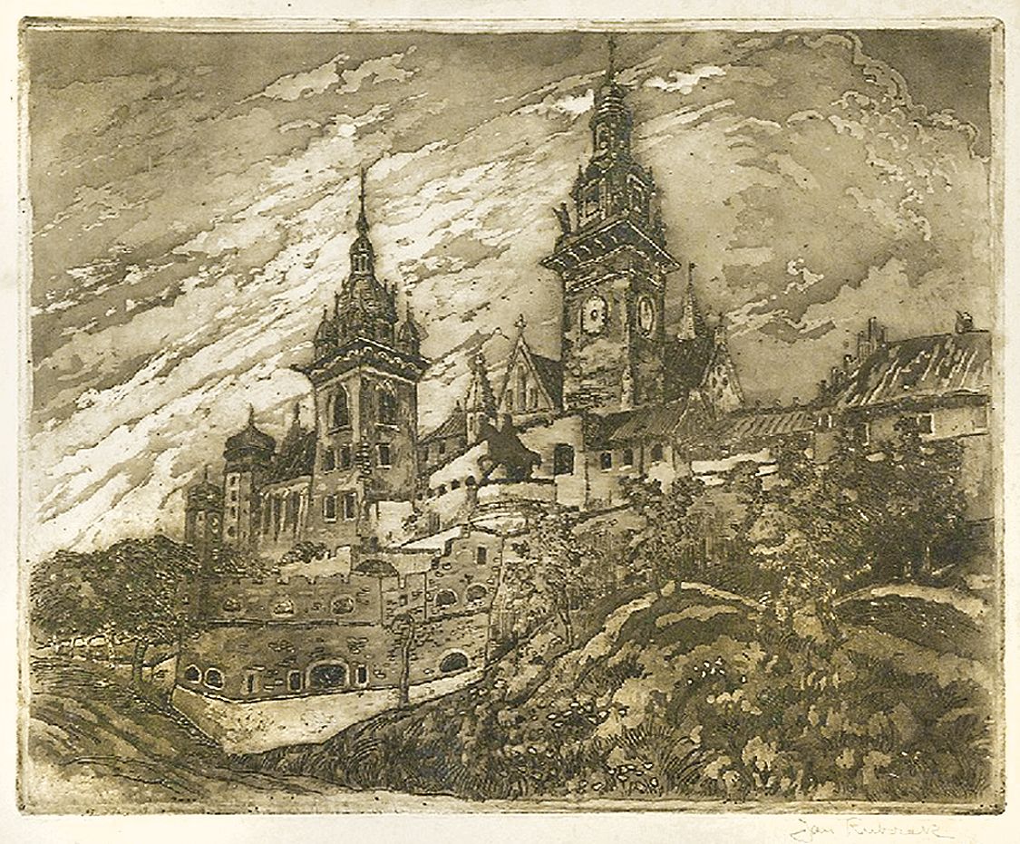 Ян Рубчак. Краків Вавель собор, 1913; офорт