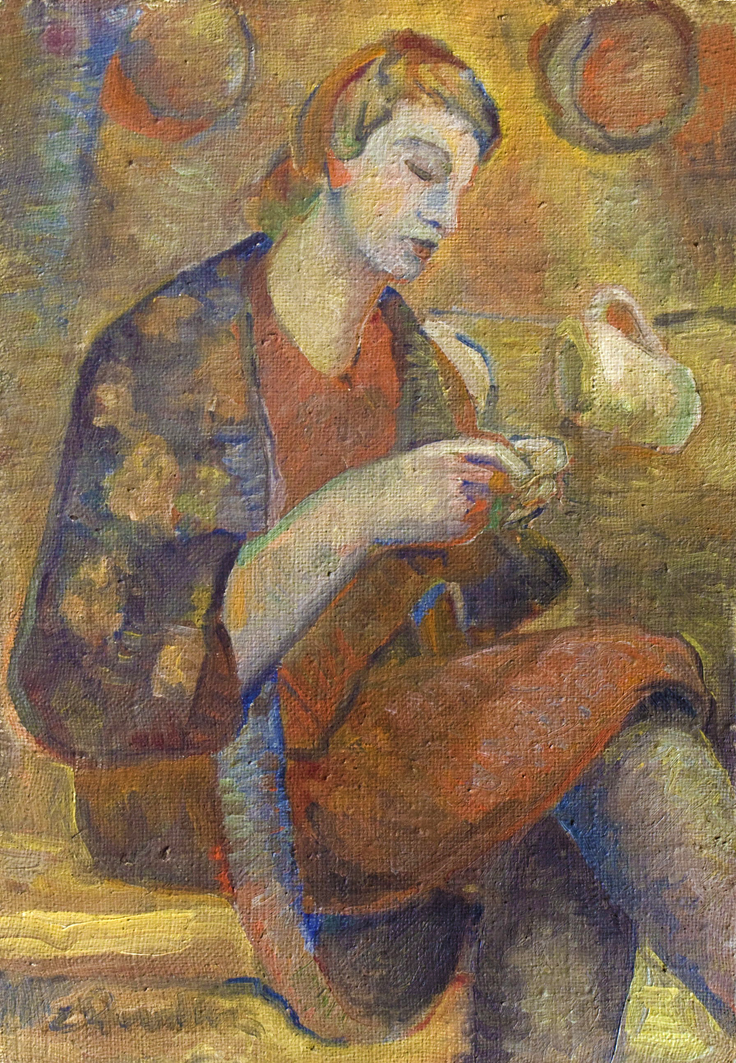 Емануель Проуллер. Жінка з рукоділлям, 1930-ті; олія, полотно; ЛНГМ