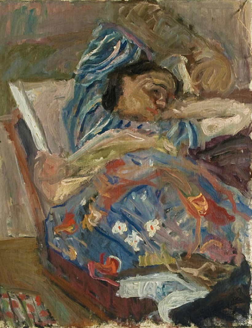 Саша Блондер. Жінка, що лежить 1938; картон, олія