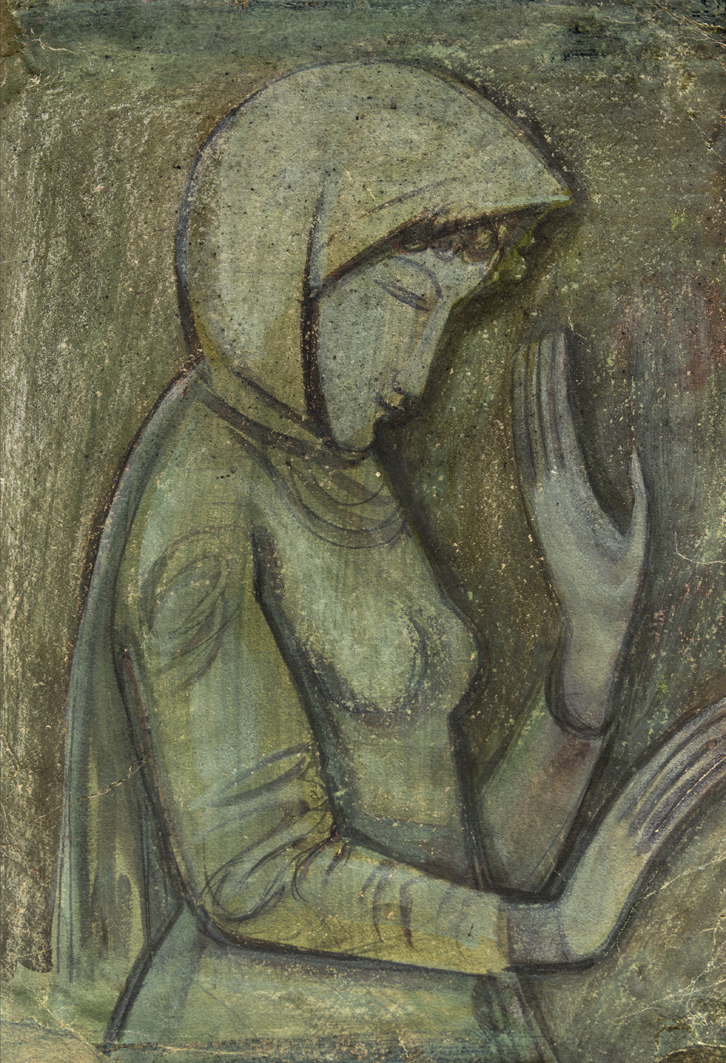 Михайло Бойчук. Дівчина під деревом, 1910-і; картон, гуаш; ЛНГМ
