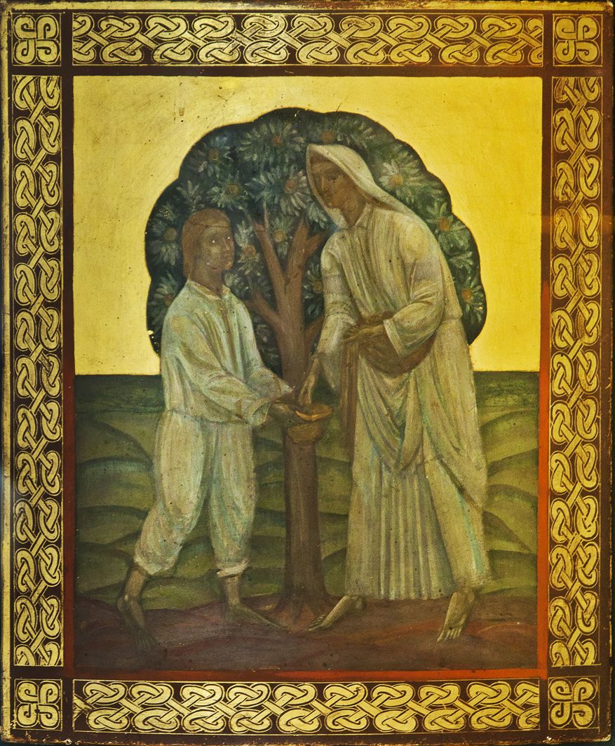 Михайло Бойчук. Двоє під яблунею, 1910-і; дошка, олія; ЛНГМ