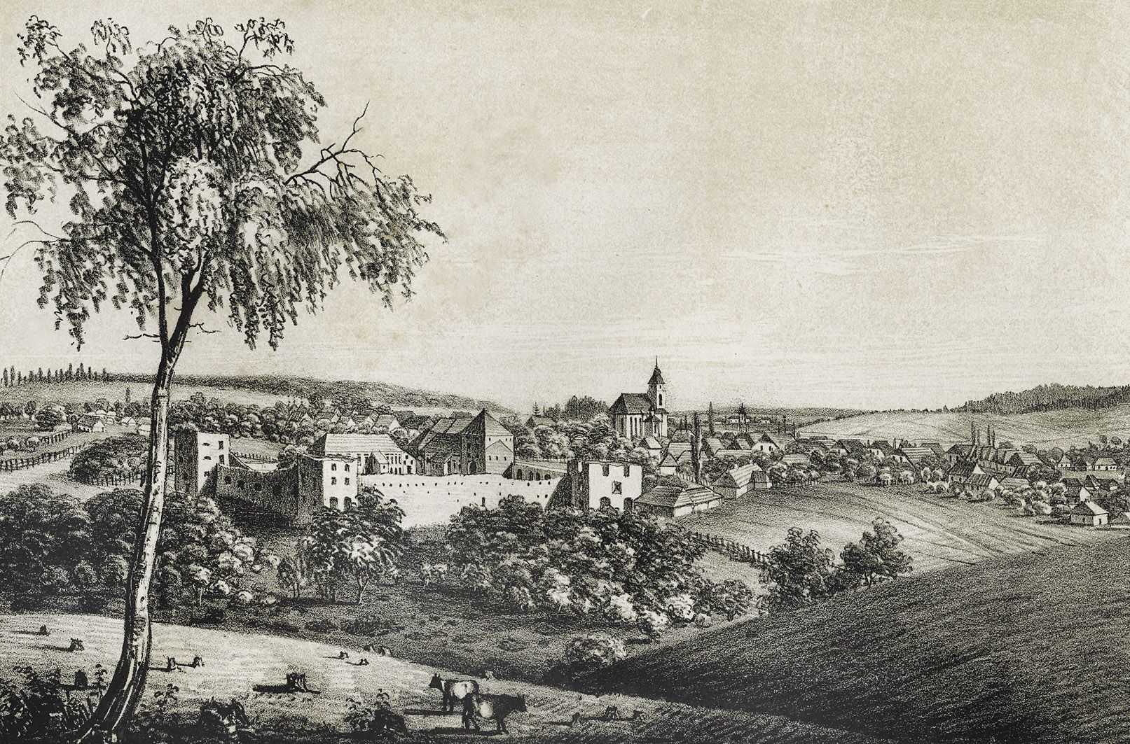 Мацей Боґуш Зиґмунт Стенчинський. Замок у Золотому Потоці, 1848; літографія