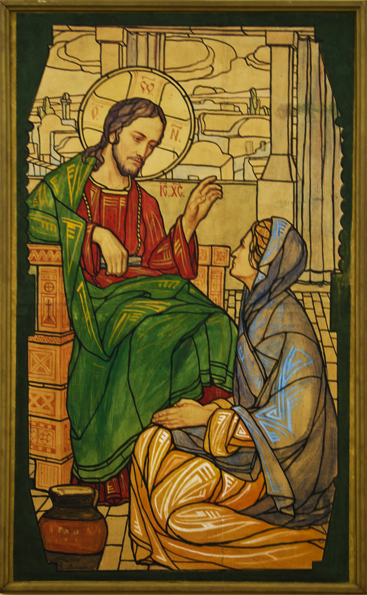 Модест Сосенко. Христос і самаритянка, 1907; акварель, туш, папір, НМЛ