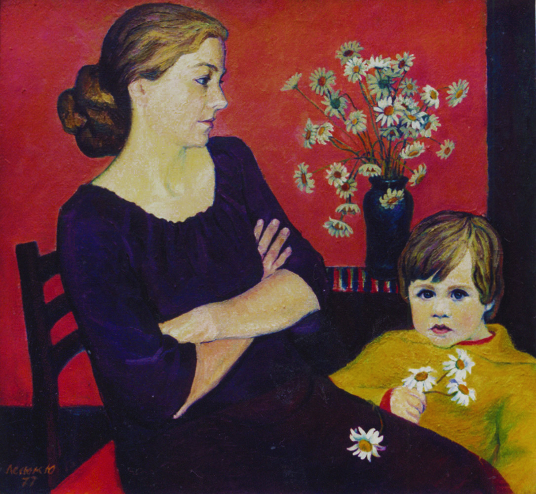 Юрій Лесюк. Дружина і син, 1977; полотно, олія; 75-80