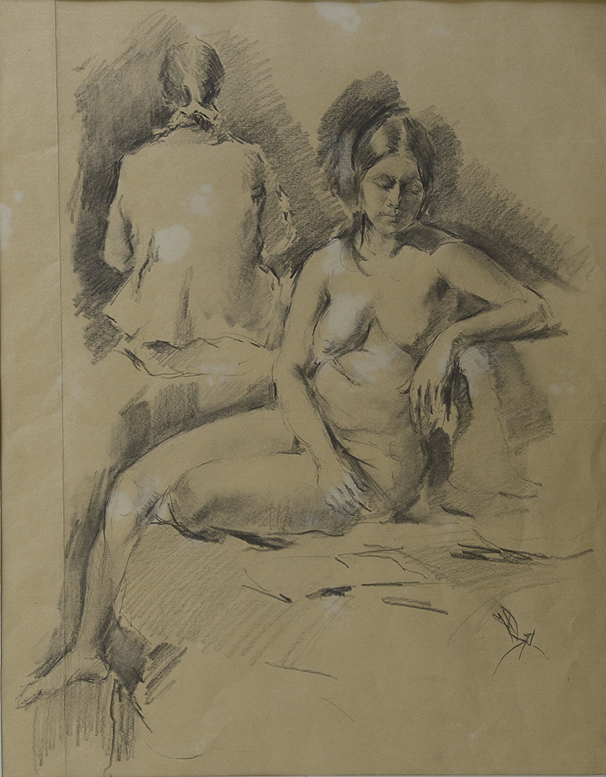 Михайло Добронравов. Дві фігури, 1971; папір, олівець