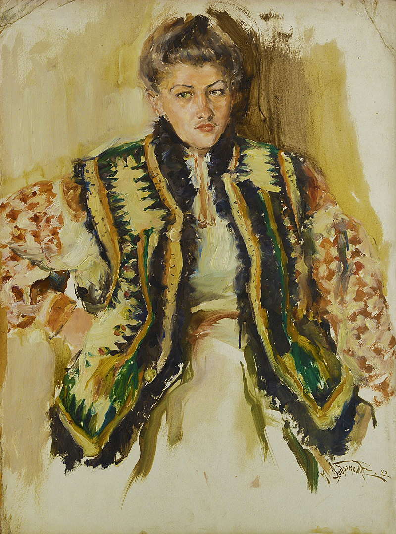 Михайло Добронравов. Гуцулка, 1949; картон, олія