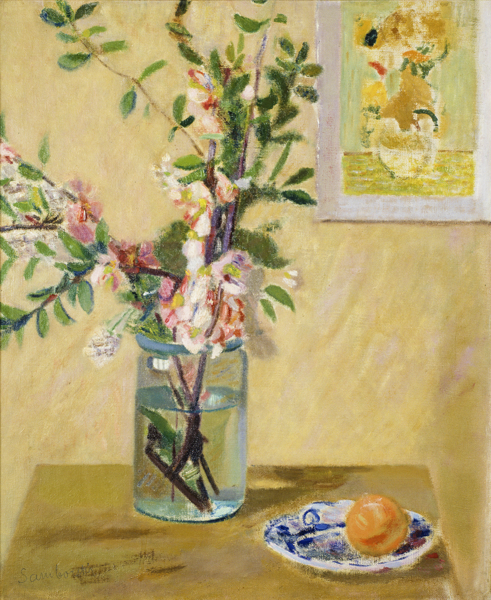 Артур Нахт-Самборський. Натюрморт з квітами у вазоні, 1950; олія, полотно