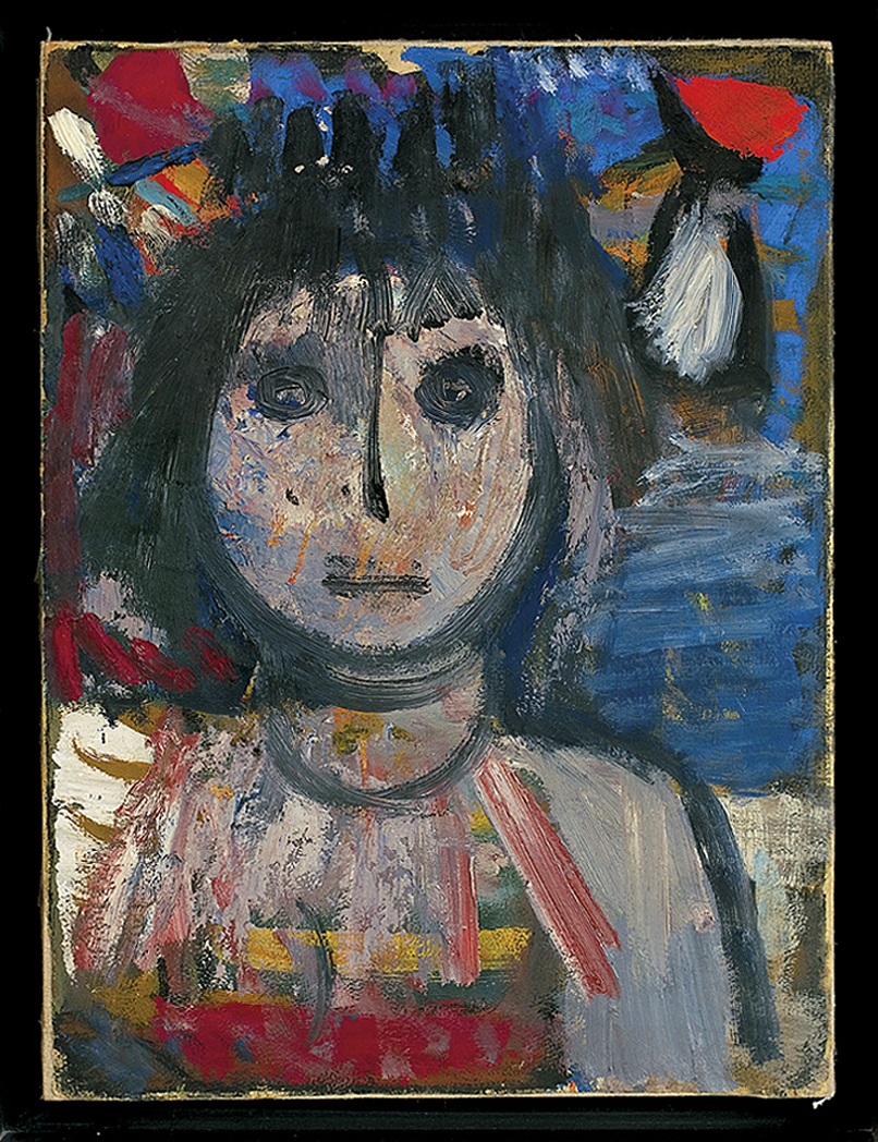 Артур Нахт-Самборський. Портрет з червоною плямою на тлі, 1960; папір, холст, олія