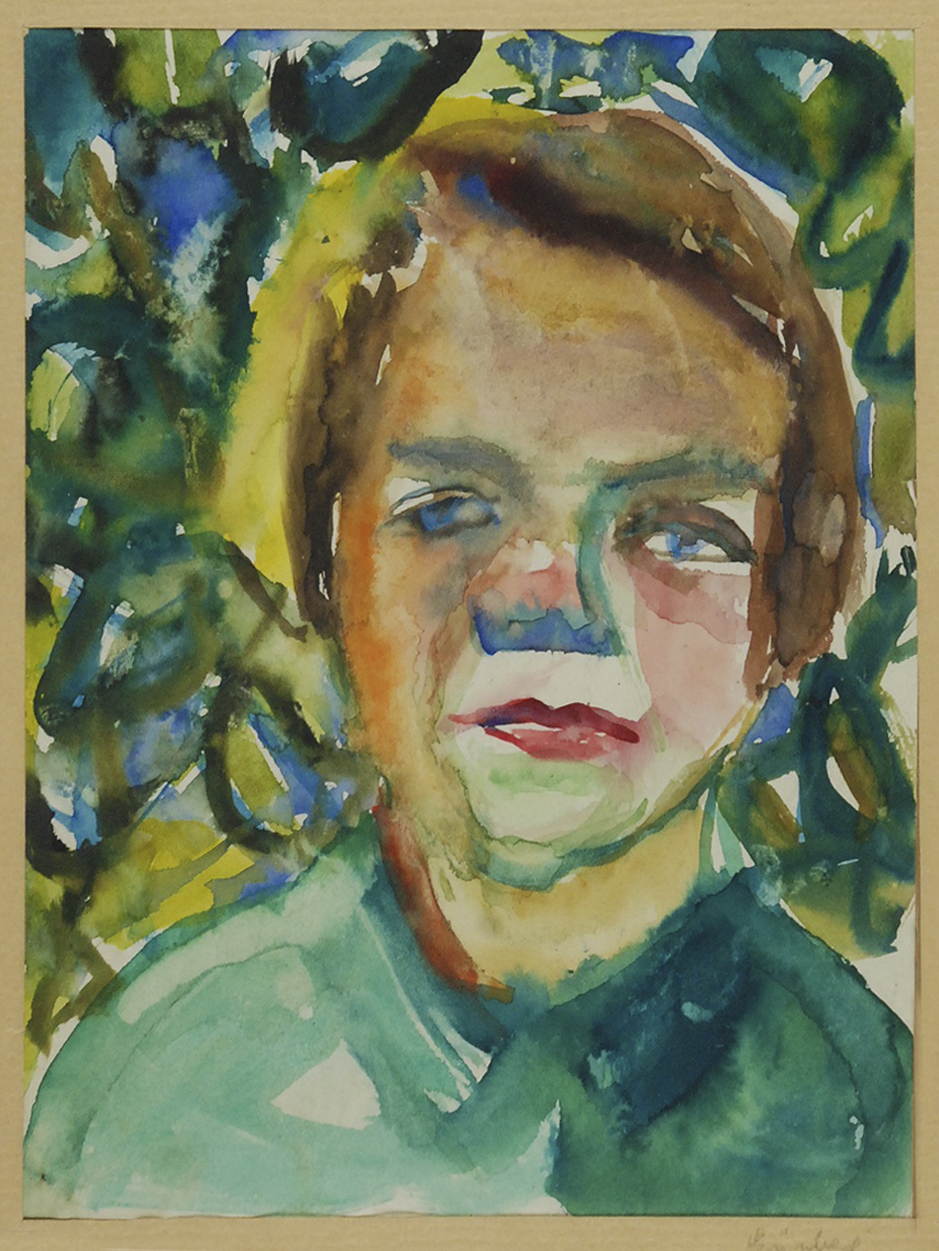 Берта Грюнберг. Портрет на сонці; папір, акварель