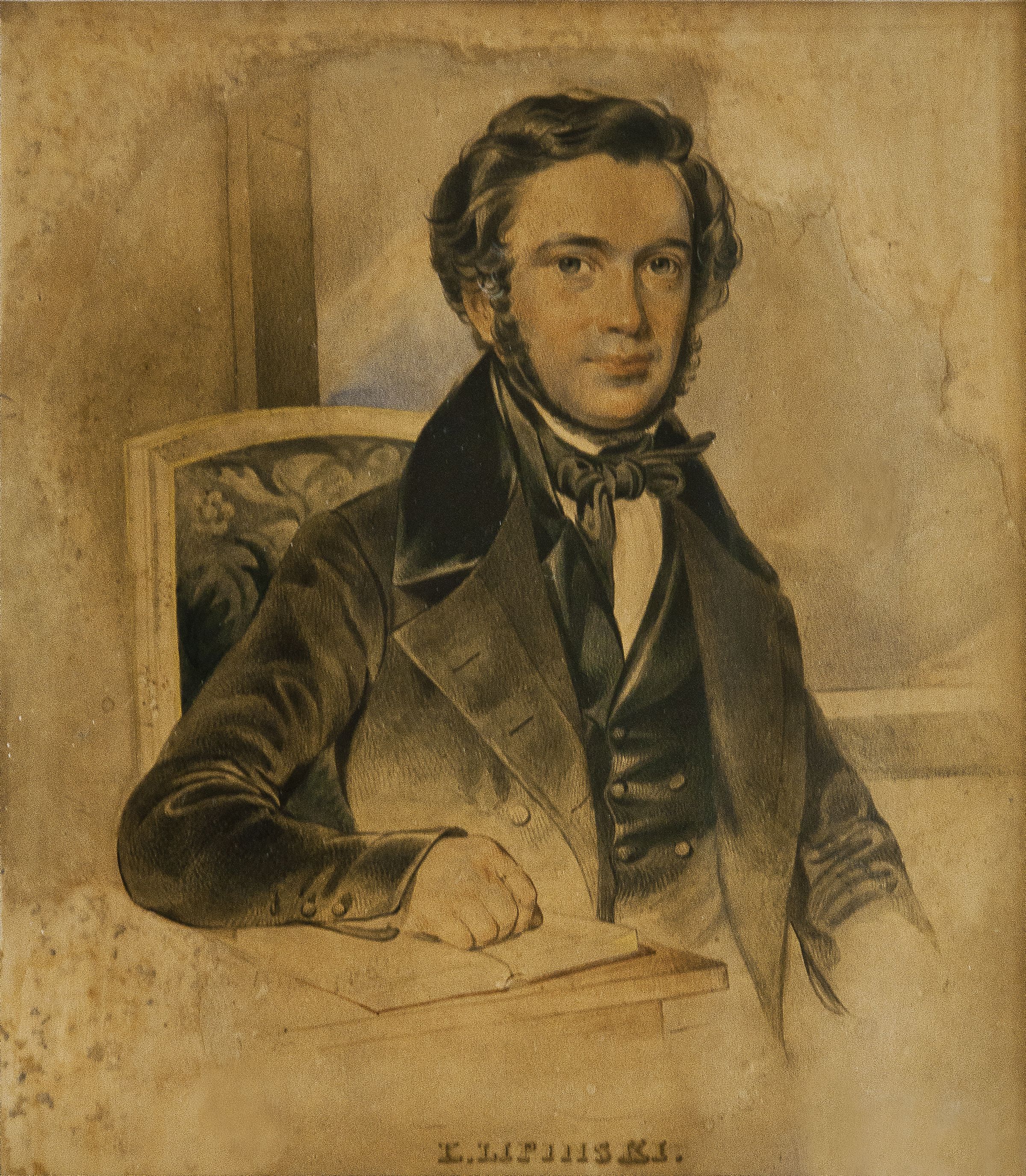 Алоїзій Рейхан. Композитор Кароль Ліпінський, 1838; папір,акварель, ЛНГМ
