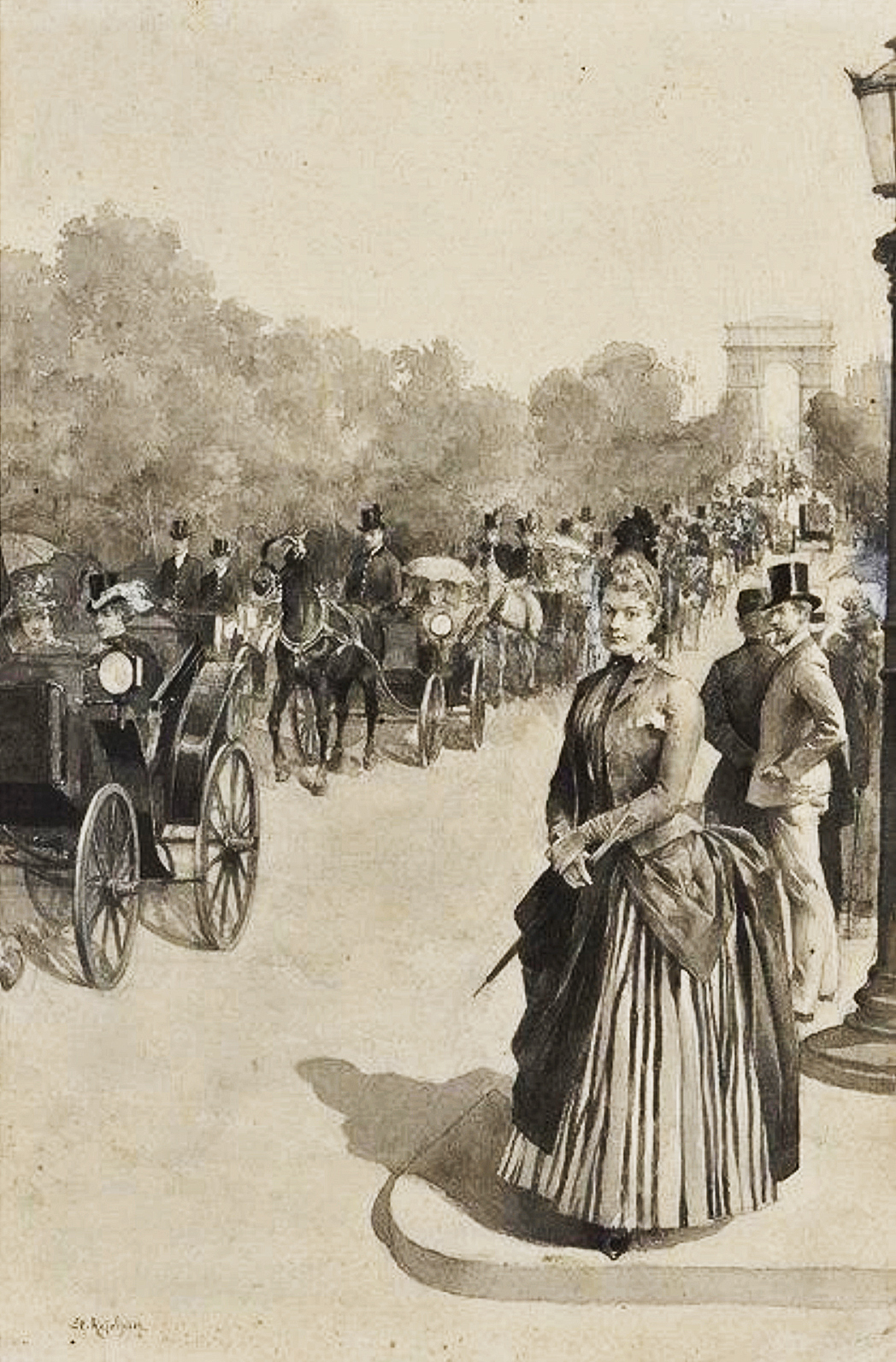 Станіслав Рейхан. На Паризькому бульварі, 1900; папір, туш, гуаш
