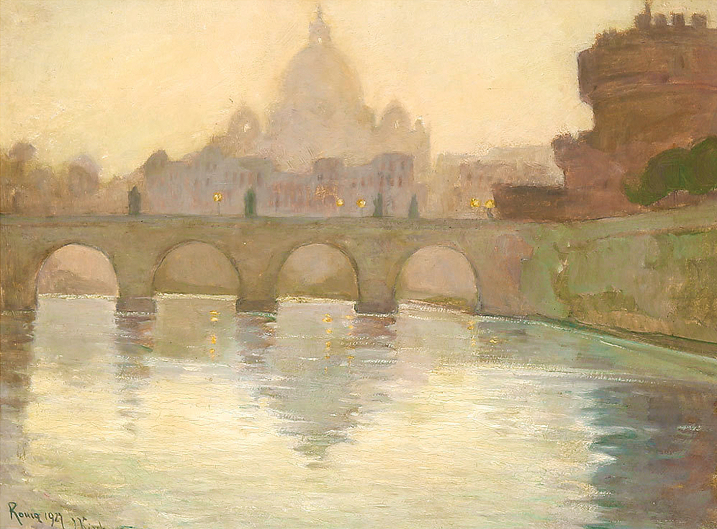 Юзефіна Кірхнер. Рим вид з моста Умберто, 1927; картон, олія