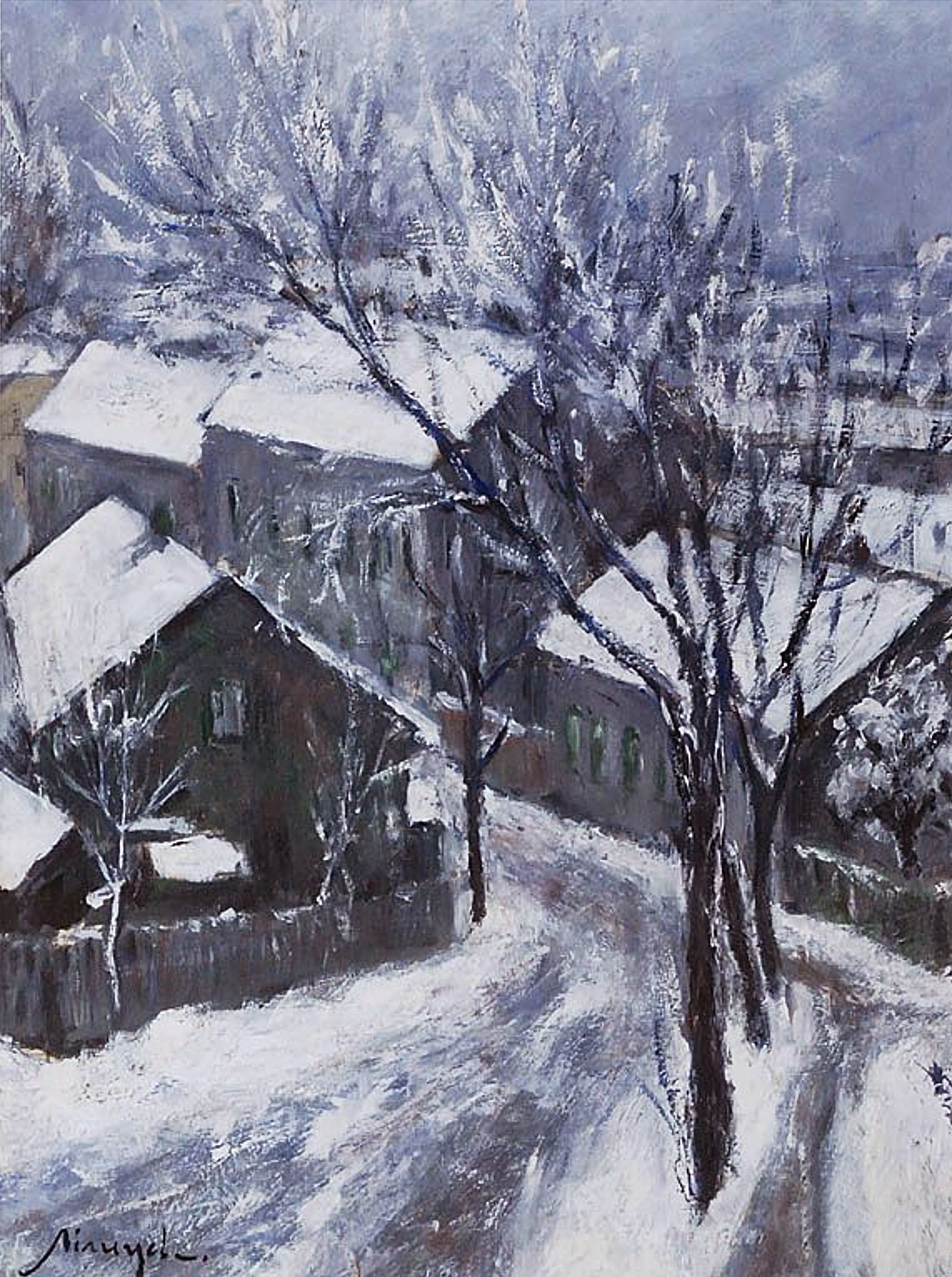 Еміль Шинагель. Зимовий пейзаж; картон, олія