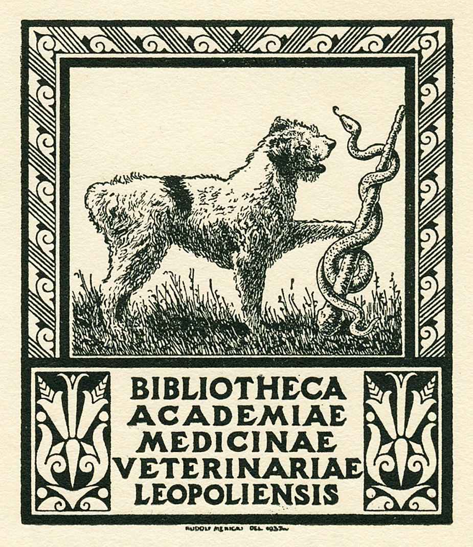 Рудольф Менкицький. Екслібрис бібліотеки Львівської ветеринарної академії, 1933