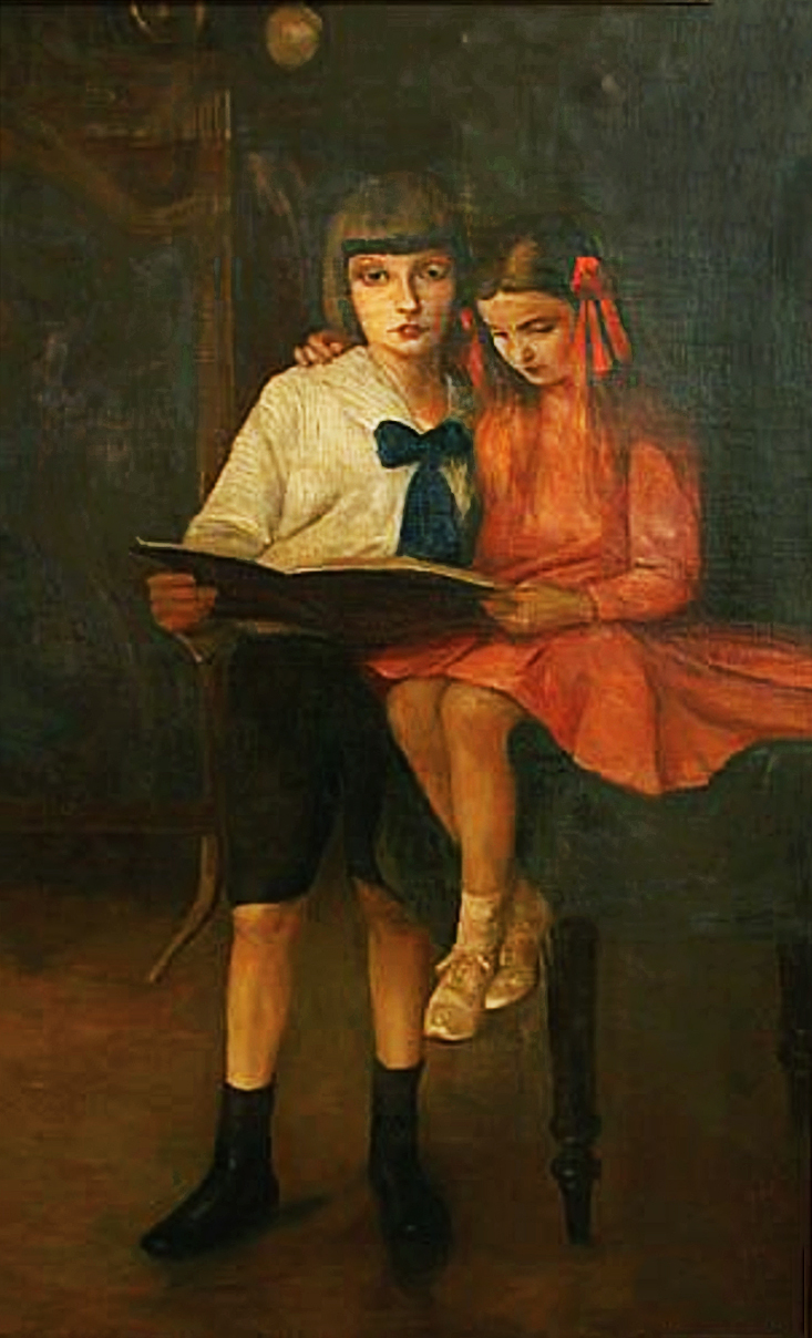 Ярослав Пстрак. Сестра з братом, 1912; полотно, олія