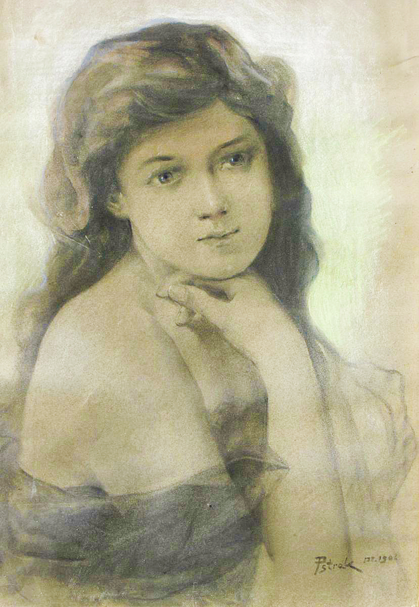 Ярослав Пстрак. Жіночий портрет, 1904; папір, пастель