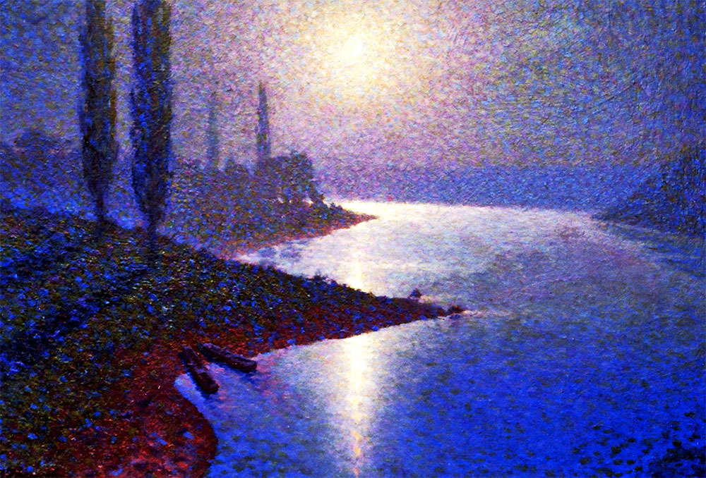 Денис-Лев Іванцев. Місячна ніч у тумані, 1946; Фанера, олія